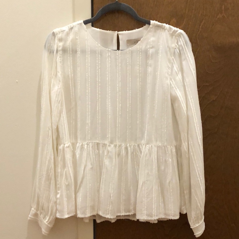 Loft White Peplum Blouse Size XS